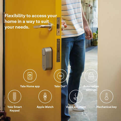 Yale Linus Smart Lock L2 in Silver | Keyless Access | Easy Installation | Remote Lock and Unlock | Virtual Keys | Real-time Alerts | Compatible with The Yale Home app