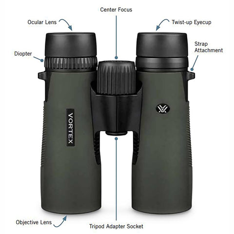 Vortex Optics Diamondback HD 12x50 Binoculars - HD Optical System, Non-slip Grip, Waterproof, Fogproof, Shockproof, Included GlassPak - Unlimited, Unconditional Warranty