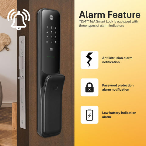 Yale Kyra Pro Premium Push Pull Smart Lock with 6-Ways of Unlock | Connects with Yale Home App | Wi-Fi & Bluetooth Smart Connectivity | 5-Year Warranty | Modern Home Security | Black