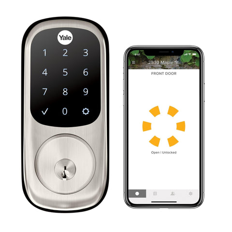 Yale Satin Nickel Assure Lock with Wi-Fi Connected Touchscreen, Smart Entry Door Lock with Digital Electronic Keypad and Back Up Key, YRD226-CBA-619