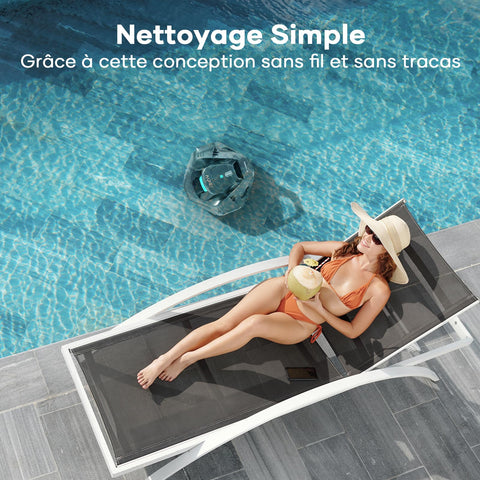 AIPER Swimming Pool Robot, Pool Vacuum Cleaner with 90 Minutes of Operation, Swimming Pool Cleaner with Dual Drive Motor, Wireless, Ideal for Pools Under 80 Square Metres