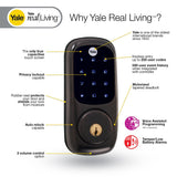 Yale Real Living Keyless Touchscreen Deadbolt with Z-Wave in Oil Rubbed Bronze, Works with Alexa via SmartThings or Wink (YRD220-ZW-0BP)
