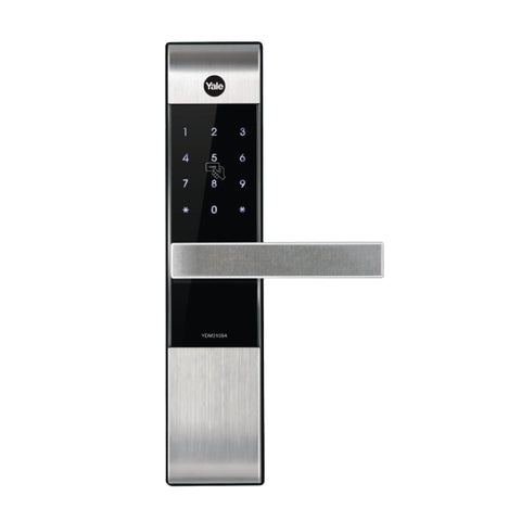 Yale Smart Lock YDM3109A, with Pin code, RIFD card and mechnical key for keyless home entry. Auto locking and emergency power supply. Adjustable handle suitable for right or left handed doors.