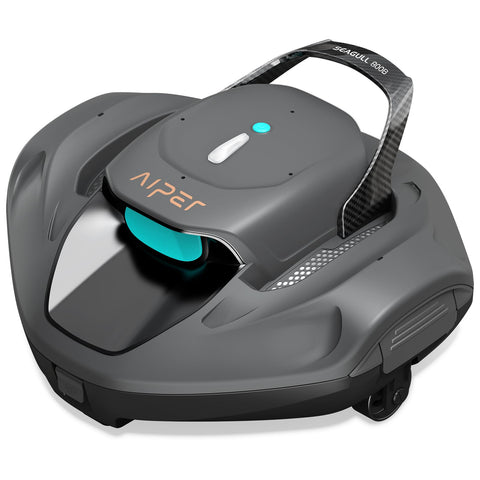 AIPER Pool Robot with One-Click Activation, Two Drive Motors, Powerful Quick Charge Cleaning, Portable Design and 30 W Motor Power. Perfect for Flat Ground Pool up to 80 m2