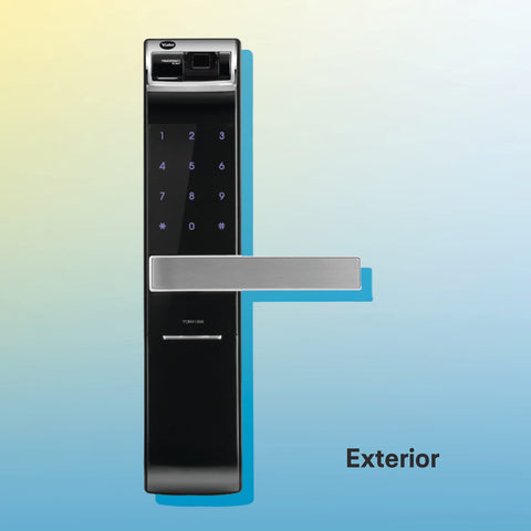 Yale Smart Lock YDM4109A, with fingrprint, Pin code & mechnical key for keyless home entry Auto locking and emergency power supply, Adjustable handle suitable for right or left handed doors.
